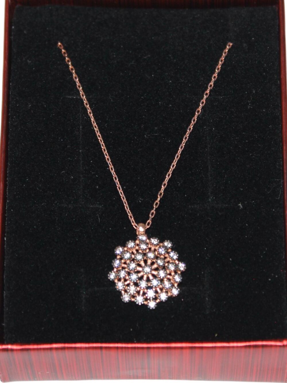 925 Stamped Silver Necklace White Crystal Flower